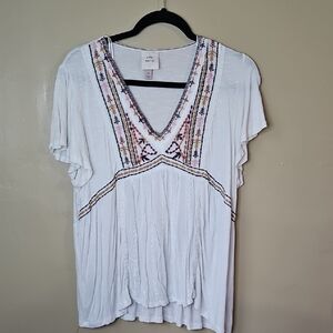 Knox Rose White Embellished Short Sleeve Blouse